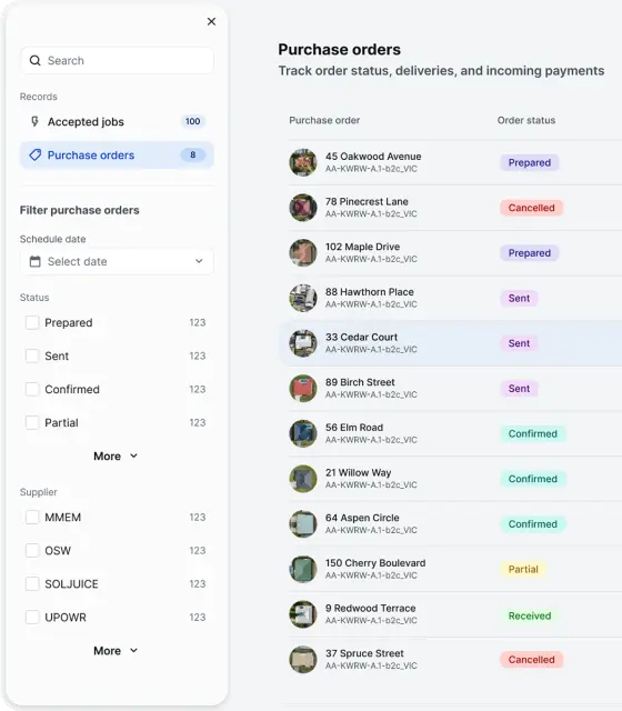 Light node database screen