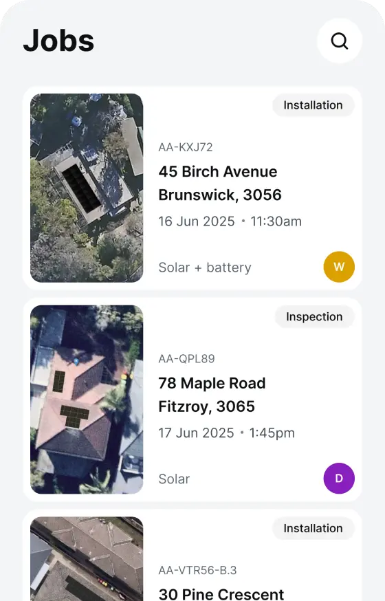 Mobile job screen with new design