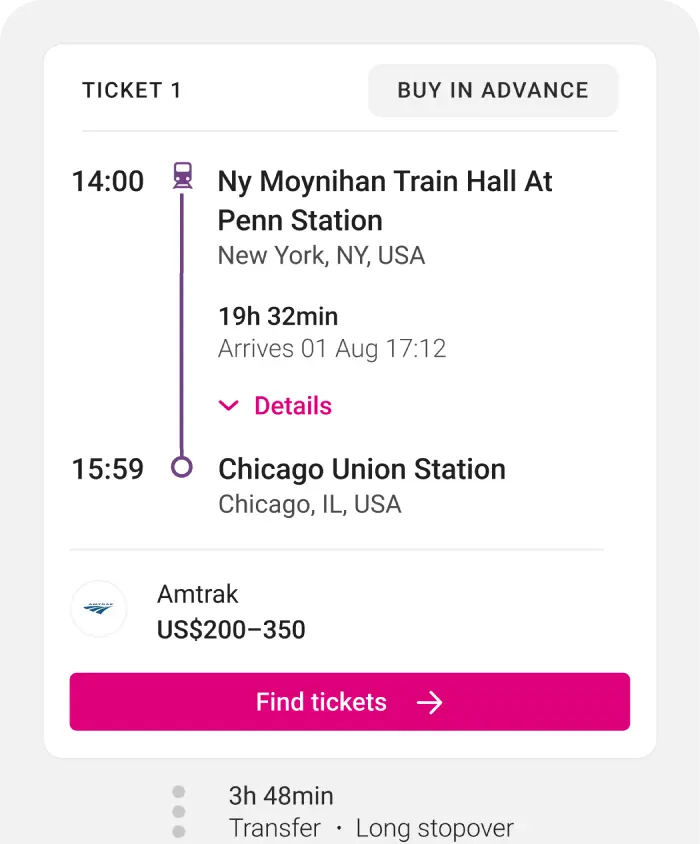 High fidelity connected schedule final design. With the train travel options from NYC to San Francisco