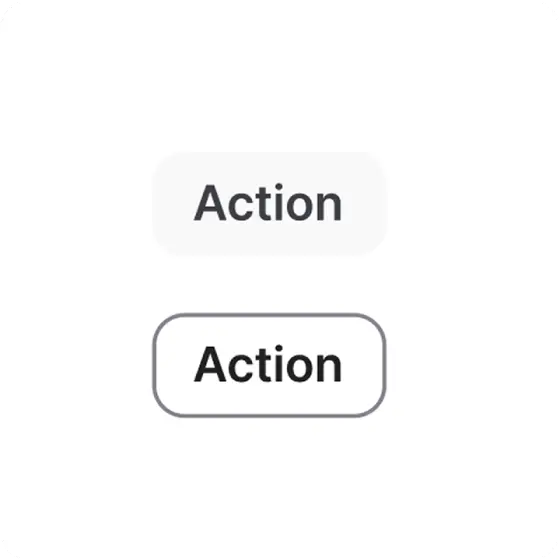 Two button styles, one very pale grey on a light background, the other outlined style. The pale grey button is barely visible.