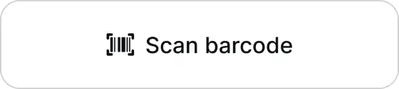 Mobile scan barcode button, white button with black text and barcode icon