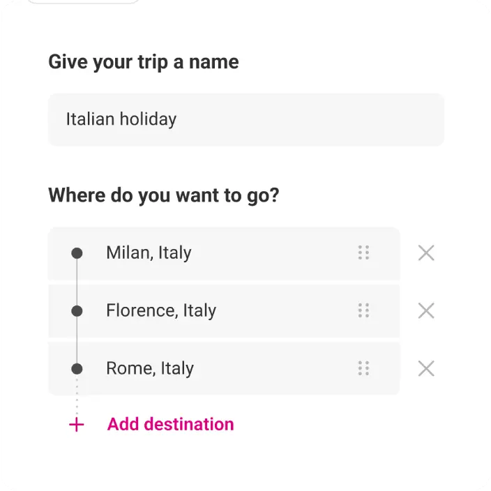 Close up multi-stop trips updated designs