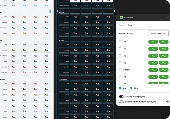 Showing that all font colours passed the AA WCAG contrast standard